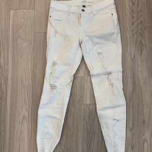 Soho Distressed White Ankle Jeans